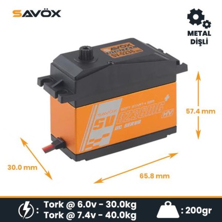 Savox SV-0236MGP Digital Servo DC Motor High Voltage Su Geçirmez Metal Dişli - Thumbnail