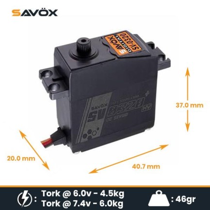 Savox SV-0320P Digital Servo DC Motor High Voltage Su Geçirmez Metal Dişli - Thumbnail