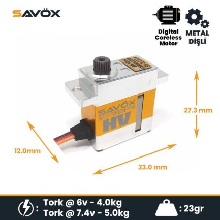 Savox - Savox SV1232MG Micro Digital Servo Coreless Motor High Voltage Su Geçirmez Metal Dişli