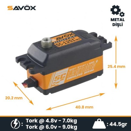 Savox SV1251MG Digital Servo Coreless Motor High Voltage Su Geçirmez Metal Dişli - Thumbnail