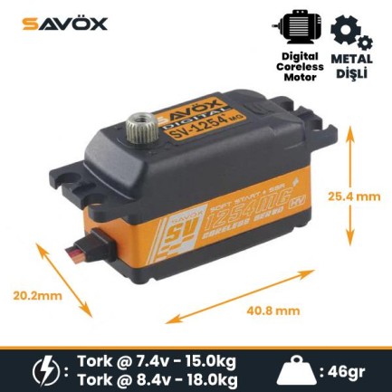 Savox SV1254MGP Digital Servo Coreless Motor High Voltage Su Geçirmez Metal Dişli - Thumbnail