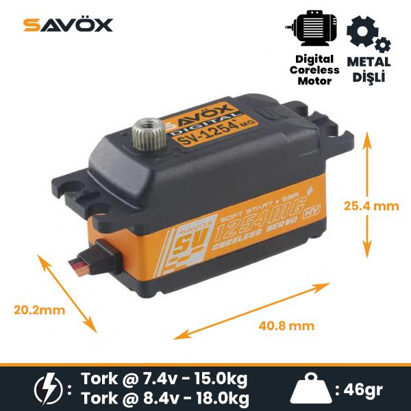 Savox SV1254MGP Digital Servo Coreless Motor High Voltage Su Geçirmez Metal Dişli