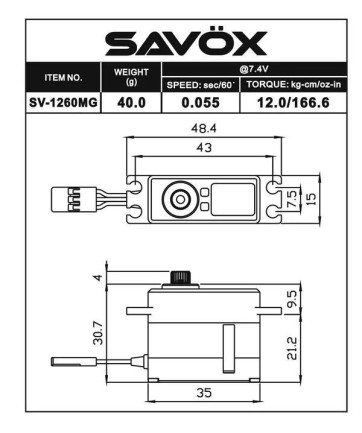 Savox SV1260MG Mini Digital Servo Coreless Motor High Voltage Metal Dişli - Thumbnail