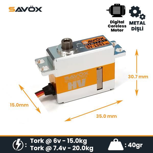 Savox SV1261MG Mini Digital Servo Coreless Motor High Voltage Metal Dişli