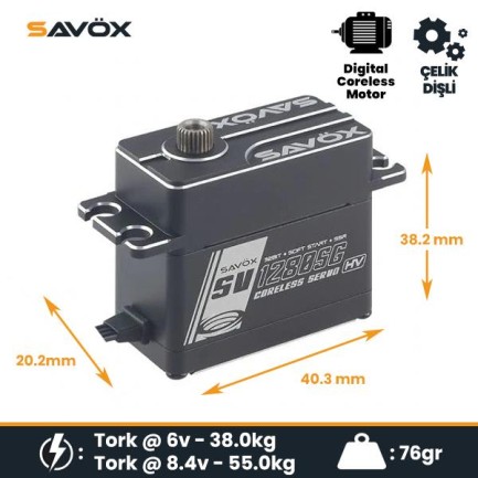 Savox - Savox SV1280SG Digital Servo Coreless Motor High Voltage Çelik Dişli