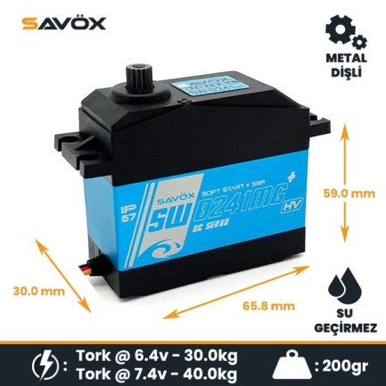 Savox SW-0241MGP Digital Servo DC Motor High Voltage Su Geçirmez Metal Dişli - Thumbnail