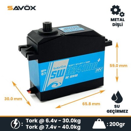 Savox SW-0241MGP Digital Servo DC Motor High Voltage Su Geçirmez Metal Dişli - Thumbnail