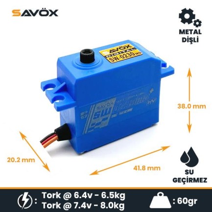 Savox - Savox SW0230MGP Digital Servo DC Motor High Voltage Su Geçirmez Metal Dişli