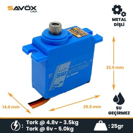 Savox SW0250MGP Micro Digital Servo DC Motor With Soft Start High Torque Su Geçirmez Metal Dişli - Thumbnail