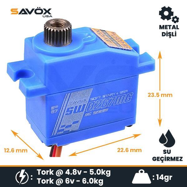 Savox SW0267MGP Micro Digital Servo DC Motor With Soft Start High Torque Su Geçirmez Metal Dişli