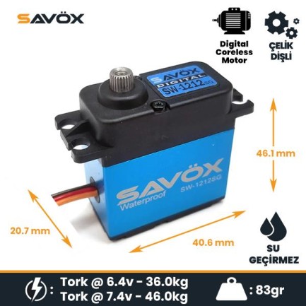 Savox SW1212SGP Digital Servo Coreless Motor High Voltage Su Geçirmez Metal Dişli - Thumbnail