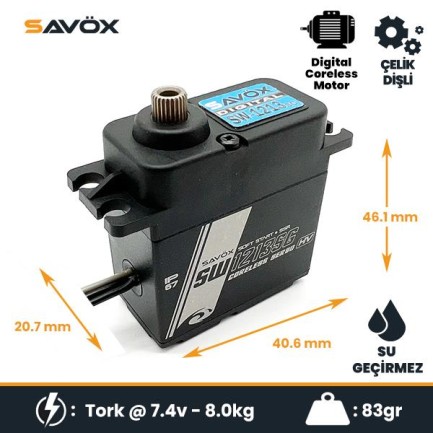 Savox - Savox SW1213SG Digital Servo Coreless Motor High Voltage Su Geçirmez Metal Dişli