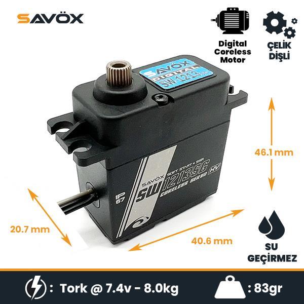 Savox SW1213SG Digital Servo Coreless Motor High Voltage Su Geçirmez Çelik Dişli