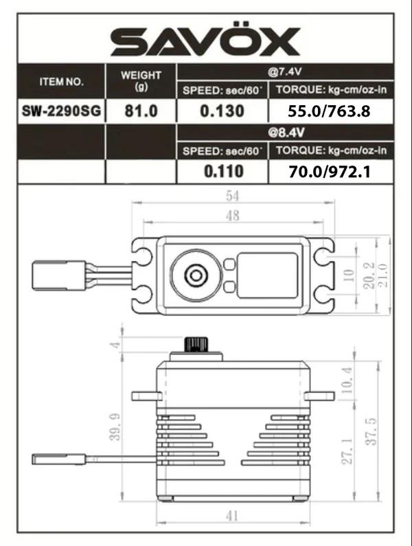 Savox SW2290SG-BE Black Edition Digital Servo Brushless Motor Monster Torque High Voltage Su Geçirmez Çelik Dişli