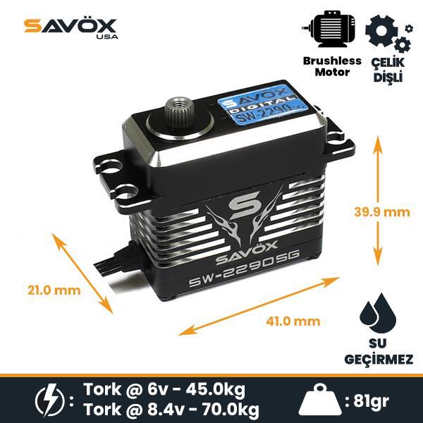 Savox SW2290SG-BE Black Edition Digital Servo Brushless Motor Monster Torque High Voltage Su Geçirmez Çelik Dişli