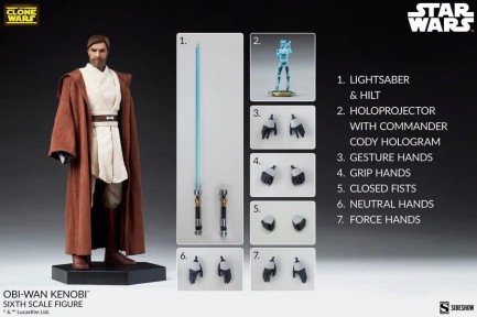 Sideshow Collectibles Obi-Wan Kenobi The Clone Wars Animation Sixth Scale Figure - 100463 - Thumbnail