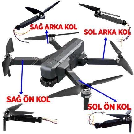 SJRC F11 Pro 4K / F11S Drone İçin Sağ Arka Motor Kolu Arm (Teknik Servis Ürünüdür-Montaj İçin Fiyat Alınız) - Thumbnail