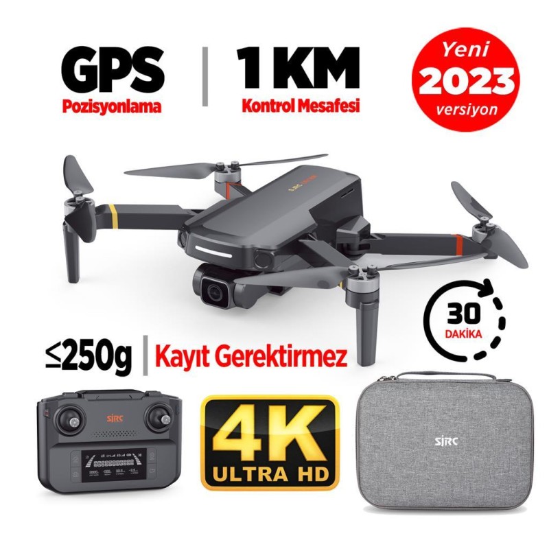 SJRC F5s Pro 4K Kameralı Drone Seti - 1KM Menzil - 30 Dakika Uçuş Süresi + Çanta + (249GR - SİVİL HAVACILIK KAYDI GEREKTİRMEZ)