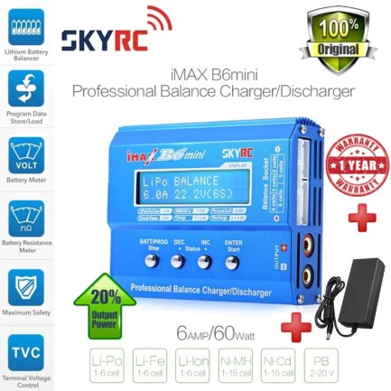 SKYRC - SKYRC İmax B6 Mini Profesyonel Şarj Aleti Orjinal +AC/DC Şarj Adaptörü EU-12V5A