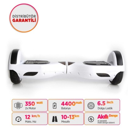 Smart Balance - Smart Balance N3 Elektrikli Kaykay Hoverboard Scooter Self Balancing 6.5 Inch Ledli Beyaz