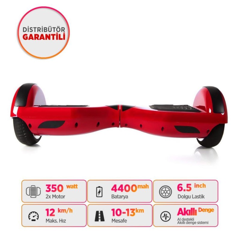 Smart Balance N3 Elektrikli Kaykay Hoverboard Scooter Self Balancing 6.5 Inch Ledli Kırmızı