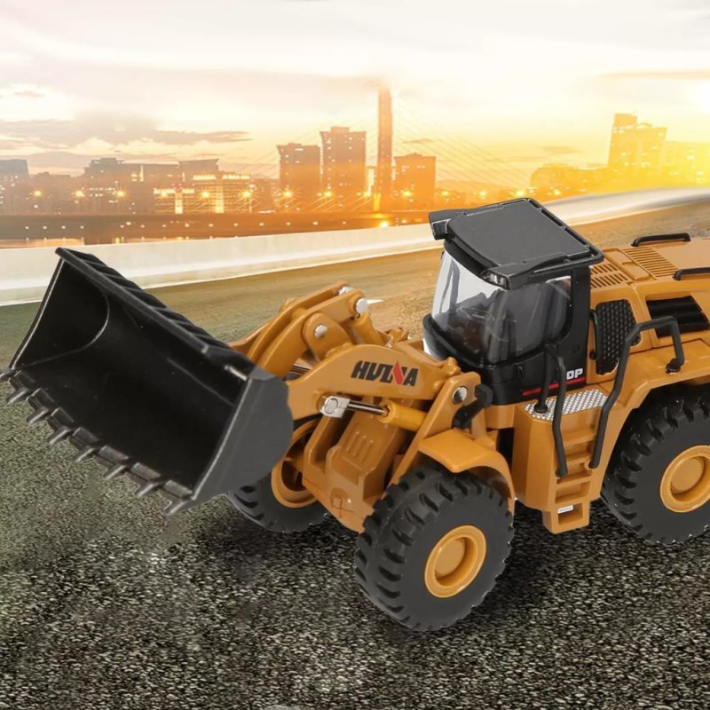 HUINA 1/50 Ekskavatör Buldozer Kazıcı İş Makinası 1714-2 - Sergilenmeye Hazır Diecast Metal ( Kumandalı Değildir )