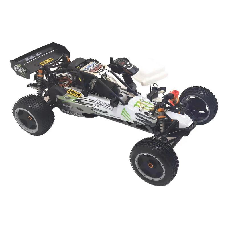 SY RACING 1/5 Baja 5B 30.5CC RTR Kurşunsuz Benzinli Uzaktan Kumandalı RC Arazi Model Araba 80+kmh 75CM Uzunluk Offroad Beyaz-Yeşil (Kullanıma Hazır)