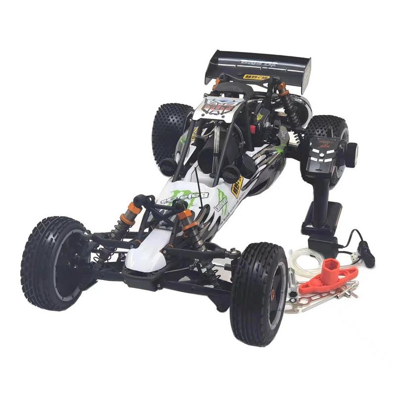 SY RACING 1/5 Baja 5B 30.5CC RTR Kurşunsuz Benzinli Uzaktan Kumandalı RC Arazi Model Araba 80+kmh 75CM Uzunluk Offroad Beyaz-Yeşil (Kullanıma Hazır)