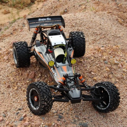 SY RACING 1/5 Baja 5B 30.5CC RTR Kurşunsuz Benzinli Uzaktan Kumandalı RC Arazi Model Araba 80+kmh 75CM Uzunluk Offroad Gri (Kullanıma Hazır) - Thumbnail