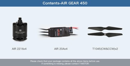 T-Motor AIR GEAR 450 WİTH ESC SET 880KV MOTOR+ESC+PERVANE MOTOR SETİ - Thumbnail