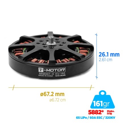 T-MOTOR - T-Motor MN6007II 320KV Antigravity Outrunner Brushless Fırçasız Brushless Fırçasız UAV Motor Multikopter Multi-rotor Quadcopter Hexacopter Drone Motoru