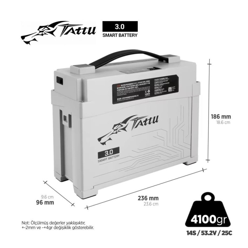 Tattu 3.0 14S 10500mAh 53.2V 25C HV Lityum Polimer Li-Po Lipo Batarya Drone Pil