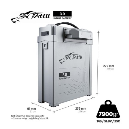 TATTU - Tattu 3.0 14S 19000mAh 51.8V 25C Lityum Polimer Li-Po Lipo Batarya Drone Pil