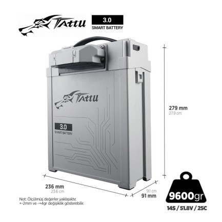 TATTU - Tattu 3.0 14S 25000mAh 51.8V 25C Lityum Polimer Li-Po Lipo Smart Batarya Drone Pil