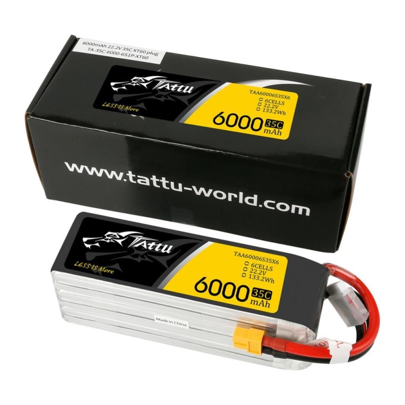 Tattu 6S 6000mAh 22.2V 35C Lityum Polimer Li-Po Lipo Batarya Drone Pil