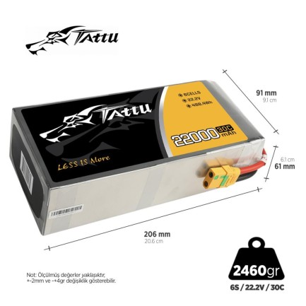 Tattu G-Tech 30C 6S 22000mAh 22.2V Lityum Polimer Li-Po Lipo Batarya Drone Pil - Thumbnail