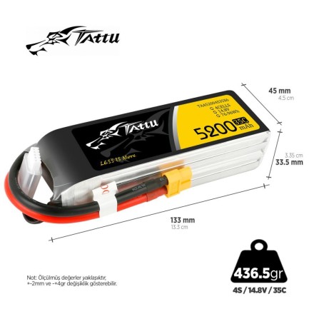 TATTU - Tattu G-Tech 4S 5200mAh 14.8V 35C Lityum Polimer Li-Po Lipo Batarya Drone Pil