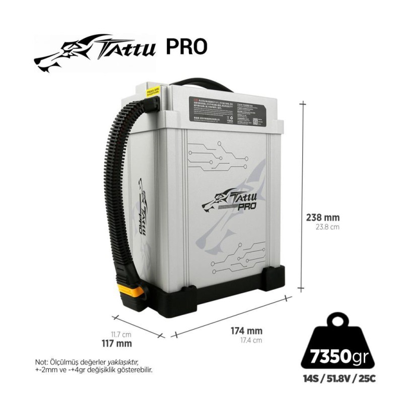 Tattu Pro 14S 22000mAh 53.2V 25C HV Lityum Polimer Li-Po Lipo Smart Batarya Drone Pil