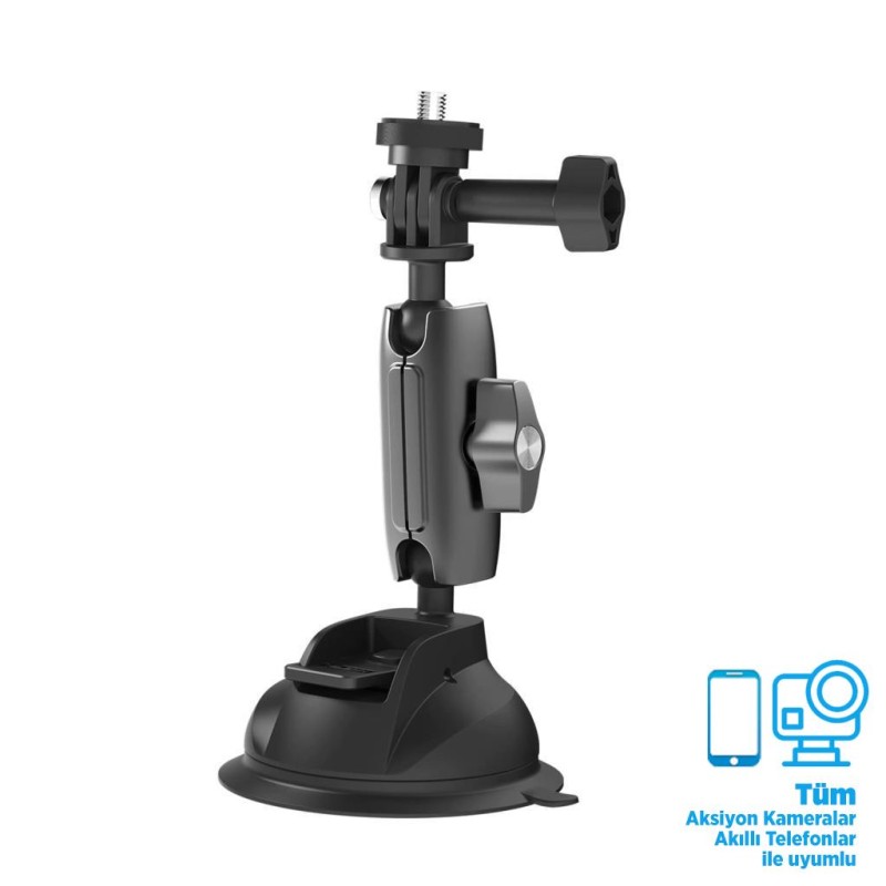 TELESIN Aksiyon Kamera Suction Cup Alüminyum Alaşımlı Üst Kalite Vakumlu Vantuz Bağlantı Parçası ( GoPro Hero12 , Hero11,Hero10,Hero9 Black ,Insta360 )