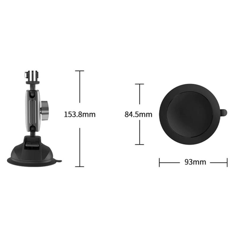 TELESIN Aksiyon Kamera Suction Cup Alüminyum Alaşımlı Üst Kalite Vakumlu Vantuz Bağlantı Parçası ( GoPro Hero12 , Hero11,Hero10,Hero9 Black ,Insta360 )