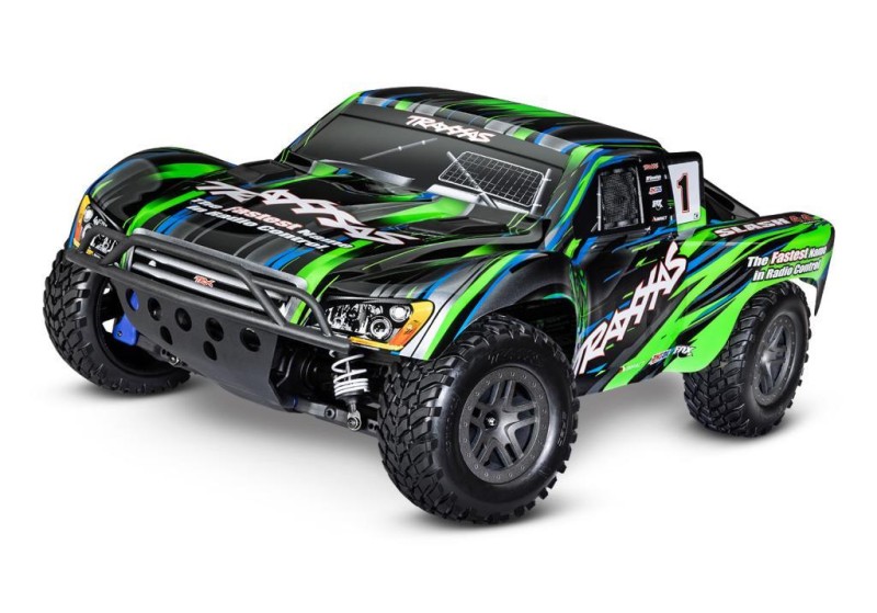 Traxxas 1/10 Slash 4x4 BL-2S 4X4 RTR 4WD Brushed Short Course 1/10 TQ Elektrikli Rc Model Araba Yeşil ( Batarya ve Şarj Aleti Dahil )