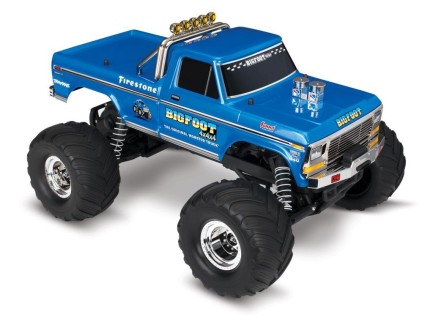 TRAXXAS - Traxxas Bigfoot No.1 2WD RTR 1/10 Monster Truck TQ Elektrikli Rc Model Araba Mavi (Batarya ve Şarj Aleti Dahil)