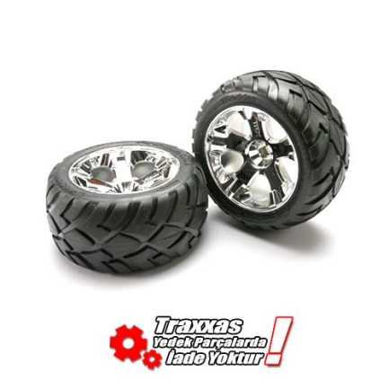 TRAXXAS - Traxxas 5577R Anakonda 2.8 Chrome Front Wheels Jant - Lastik Takımı