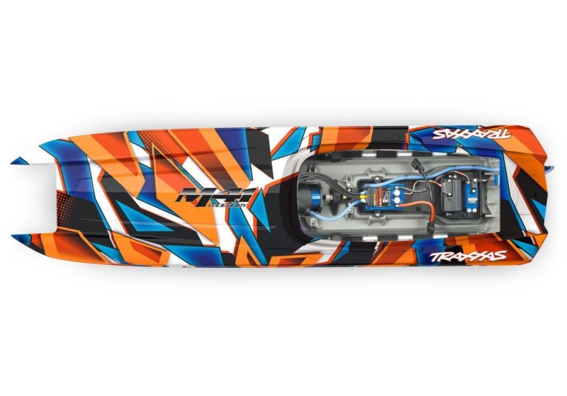 Traxxas DCB M41 Widebody Catamaran RC Tekne 6S Race Boat TQi & TSM Turuncu Yeni Versiyon