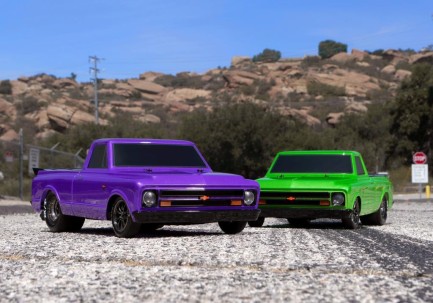 Traxxas Drag Slash 1/10 VXL Brushless 2WD RTR Truck w/TQi / 1967 Chevrolet C10 Body Elektrikli Model Araba Mor - Thumbnail