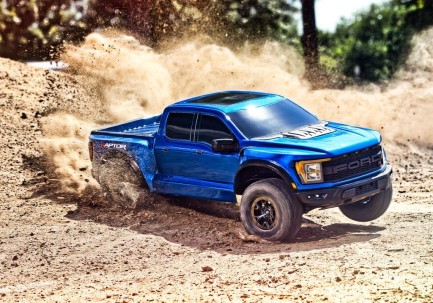 Traxxas Ford F-150 Raptor 4X4 VXL 4WD Elektrikli Rc Model Araba Arazi Offroad Brushless RTR 1/10 With 2.4Ghz Kumanda Mavi - Thumbnail