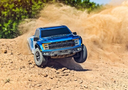 Traxxas Ford F-150 Raptor 4X4 VXL 4WD Elektrikli Rc Model Araba Arazi Offroad Brushless RTR 1/10 With 2.4Ghz Kumanda Mavi - Thumbnail