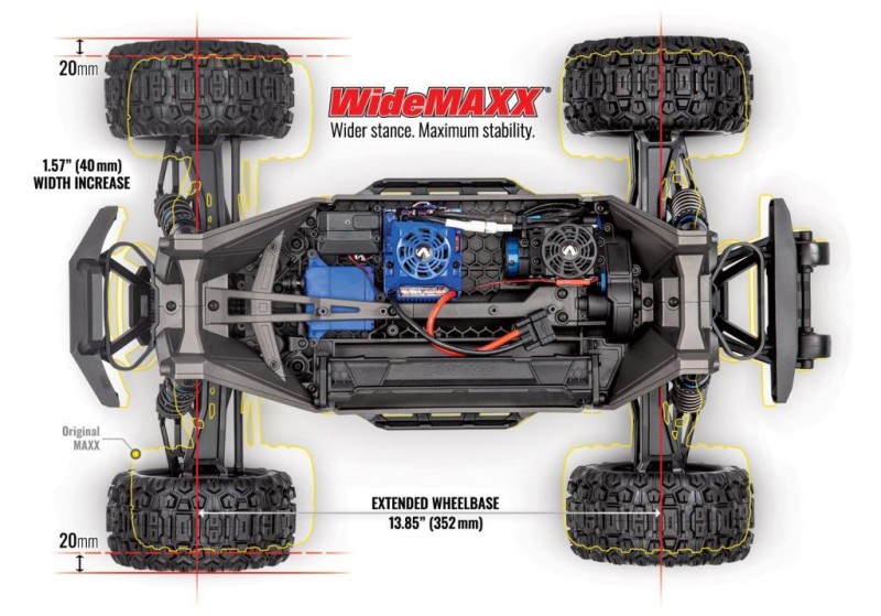 Traxxas Maxx WideMaxx 4X4 VXL 4WD Brushless RTR 1/10 Monster Truck TQi & TSM Elektrikli Rc Model Araba Yeşil (Genişletilmiş Yeni Versiyon)