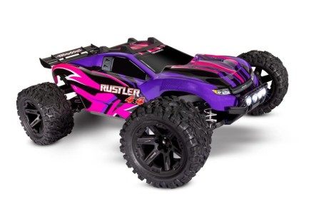 TRAXXAS - Traxxas Rustler 4X4 1/10 RTR Stadium Truck w/LED Light Set TQ 2.4GHz Radio Elektrikli Rc Model Araba Mor (Batarya ve Şarj Aleti Dahildir)