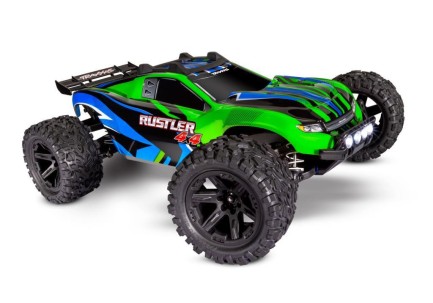 TRAXXAS - Traxxas Rustler 4X4 1/10 RTR Stadium Truck w/LED Light Set TQ 2.4GHz Radio Elektrikli Rc Model Araba Yeşil (Batarya ve Şarj Aleti Dahildir)